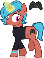 Size: 3072x4096 | Tagged: safe, oc, oc only, oc:onix zephyrus, pony, unicorn, black shirt, bracelet, clothes, collared shirt, horn, jewelry, looking back, pink eyes, raised leg, red coat, reflection, shirt, shy, simple background, solo, standing, standing on three hooves, teal mane, teal tail, teenager, unicorn oc, white background