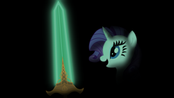 Size: 4000x2250 | Tagged: safe, artist:wallbeige, rarity, pony, unicorn, g4, colored lights, dark souls, dark souls 2, greatsword, horn, moonlight great sword, moonlight greatsword, shading, solo, sword, weapon