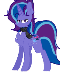 Size: 1024x1237 | Tagged: safe, artist:kitchenkitsuneart, oc, oc only, oc:moonshadow colt, unicorn, angry, base used, clothes, fusion, horn, looking at you, oc villain, scarf, simple background, solo, striped scarf, transparent background