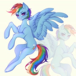 Size: 3160x3160 | Tagged: safe, artist:vivinhyan, part of a set, rainbow dash, pegasus, pony, g4, female, flying, grin, high res, mare, smiling, solo, zoom layer