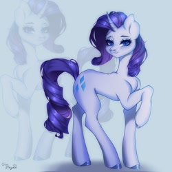 Size: 1200x1200 | Tagged: safe, artist:vivinhyan, part of a set, rarity, pony, unicorn, g4, female, horn, mare, raised hoof, smiling, solo, turned head, zoom layer