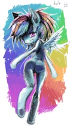 Size: 392x688 | Tagged: safe, artist:ieatedyuripizza, rainbow dash, pegasus, anthro, g4, butt, female, nudity, rear view, solo