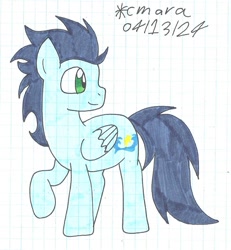 Size: 1014x1098 | Tagged: safe, artist:cmara, soarin', pegasus, g4, graph paper, male, solo, traditional art