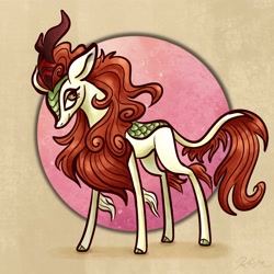 Size: 2048x2048 | Tagged: safe, artist:catscratchpaper, autumn blaze, kirin, g4, cloven hooves, concave belly, female, lidded eyes, mare, smiling, solo, thin, thin legs