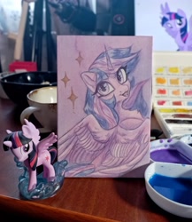 Size: 2968x3419 | Tagged: safe, artist:jsunlight, twilight sparkle, alicorn, pony, g4, photo, solo, traditional art, watercolor painting