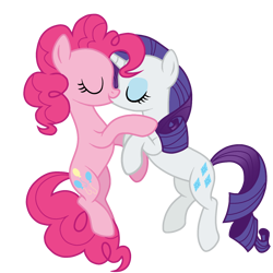 Size: 1638x1638 | Tagged: safe, artist:arina-gremyako, artist:sproutscoutotp, pinkie pie, rarity, earth pony, pony, unicorn, g4, base used, duo, duo female, eyes closed, female, horn, kiss on the lips, kissing, lesbian, mare, ship:raripie, shipping, simple background, transparent background