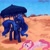 Size: 3000x3000 | Tagged: safe, artist:some_ponu, pinkie pie, princess luna, alicorn, earth pony, pony, g4, desert, dialogue, dream, dream walker luna, duo, duo female, female, hoof hold, lidded eyes, looking at something, lying down, mare, melting, painterly, parasol (umbrella), prone, signature, x eyes