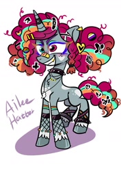 Size: 1240x1754 | Tagged: safe, artist:jully-park, oc, oc only, oc:ailee hatter, pony, unicorn, decoration, horn, nonbinary, pansexual, simple background, solo, white background