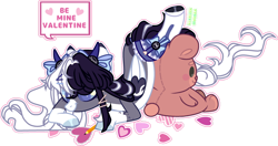 Size: 1280x677 | Tagged: safe, artist:sterlingmoonx3, oc, oc only, oc:oreo cream, pegasus, pony, clothes, female, mare, plushie, simple background, socks, solo, teddy bear, transparent background