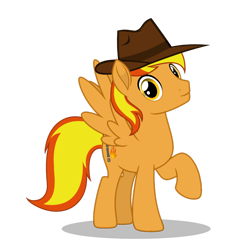 Size: 1600x1642 | Tagged: safe, artist:elizaro622044, oc, oc only, oc:firey ratchet, pegasus, detective, fedora, hat, male, simple background, solo, transparent background