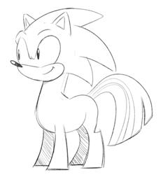 Size: 574x615 | Tagged: safe, artist:mellodillo, pony, cursed image, ponified, rule 85, simple background, sketch, solo, sonic the hedgehog, sonic the hedgehog (series), wat, white background