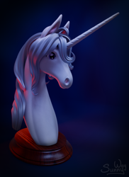 Size: 1166x1600 | Tagged: safe, artist:sunny way, horse, unicorn, 3d, 3d render, amalthea, art, artwork, blender, bust, craft, digital art, female, feral, figurine, head, horn, lady amalthea, nomad sculpt, render, sculpture, solo, statue, the last unicorn, zbrush