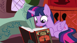 Size: 1280x720 | Tagged: safe, artist:trrrebleee, artist:trrriple0dds, edit, edited screencap, screencap, twilight sparkle, alicorn, g4, testing testing 1-2-3, animal farm, book, bookhorse, george orwell, golden oaks library, meme, reading, solo, twilight sparkle (alicorn)