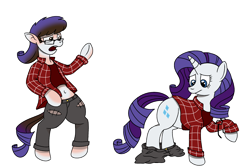 Size: 2450x1650 | Tagged: safe, alternate character, alternate version, artist:crimson-rune, rarity, human, pony, unicorn, g4, clothes, female, flannel, horn, human to pony, mare, shirt, simple background, solo, transformation, transparent background