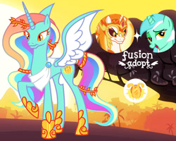 Size: 1280x1022 | Tagged: safe, artist:vi45, daybreaker, lyra heartstrings, oc, alicorn, pony, g4, female, fusion, fusion:daybreaker, fusion:lyra heartstrings, mare