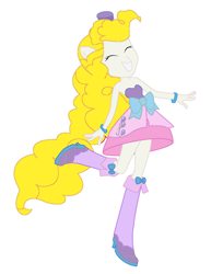 Size: 1024x1326 | Tagged: safe, artist:eqgrp-firefly, pinkie pie, surprise, equestria girls, g1, g4, boots, clothes, dress, fall formal outfits, high heel boots, recolor, shoes, simple background, solo, white background