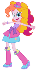 Size: 828x1479 | Tagged: safe, artist:eqgrp-firefly, gem blossom, pinkie pie, equestria girls, g3, g4, boots, clothes, dress, fall formal outfits, high heel boots, recolor, shoes, simple background, solo, white background