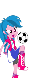 Size: 787x1800 | Tagged: safe, artist:eqgrp-firefly, firefly, rainbow dash, equestria girls, g1, g4, boots, clothes, football, high heel boots, jacket, recolor, shirt, shoes, simple background, skirt, socks, solo, sports, vest, white background