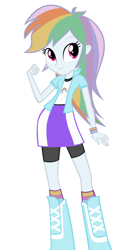 Size: 828x1580 | Tagged: safe, artist:eqgrp-firefly, rainbow dash, equestria girls, g4, boots, clothes, high heel boots, jacket, recolor, shirt, shoes, simple background, skirt, socks, socks swap, solo, vest, white background