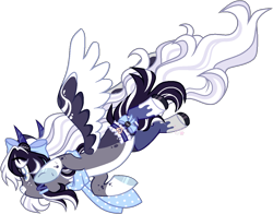 Size: 1206x944 | Tagged: safe, artist:sakurimii, oc, oc only, oc:oreo cream, pegasus, pony, clothes, colored wings, female, mare, scarf, simple background, socks, solo, thigh highs, transparent background, two toned wings, wings