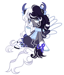 Size: 1280x1500 | Tagged: safe, artist:galaxy-paradise, oc, oc only, oc:oreo cream, pegasus, pony, clothes, colored wings, female, horns, mare, scarf, simple background, socks, solo, transparent background, two toned wings, wings