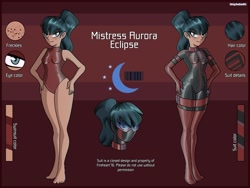 Size: 2500x1875 | Tagged: safe, artist:devillustart, oc, oc only, oc:aurora eclipse(fireverse), human, equestria girls, g4, alternate universe, clothes, fireheart76's latex suit design, gloves, humanized, humanized oc, latex, latex boots, latex gloves, latex suit, prisoners of the moon, reference sheet, rubber, rubber gloves, rubber suit, solo