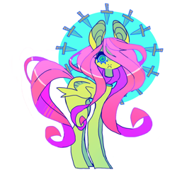 Size: 794x794 | Tagged: safe, artist:cutesykill, fluttershy, pegasus, pony, g4, big ears, blue eyelashes, blue pupils, circle background, colored eyelashes, colored pinnae, colored pupils, concave belly, decapitated, detached head, eyelashes, female, floating head, floating knife, folded wings, frown, hair over one eye, knife, long legs, long mane, long tail, looking at you, mare, missing cutie mark, pink mane, pink tail, shiny mane, shiny tail, simple background, slender, solo, standing, tail, tall ears, teal eyes, thick eyelashes, thin, thin legs, unusual pupils, wall of tags, wavy mane, wavy tail, white background, wings, yellow coat