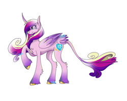 Size: 1000x800 | Tagged: safe, artist:jinxkore, princess cadance, alicorn, pony, g4, concave belly, female, leg fluff, mare, profile, raised hoof, simple background, slender, solo, tail, tail feathers, thin, unshorn fetlocks, white background