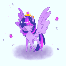 Size: 1200x1200 | Tagged: safe, artist:fudiaodiaodiao, twilight sparkle, alicorn, pony, g4, big crown thingy, element of magic, eyes closed, jewelry, regalia, solo, spread wings, twilight sparkle (alicorn), wings