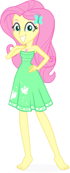 Size: 2609x6431 | Tagged: safe, artist:dustinwatsongkx, edit, fluttershy, human, equestria girls, g4, my little pony equestria girls: better together, street chic, bare shoulders, barefoot, clothes, dress, feet, female, geode of fauna, grin, hand on hip, looking at you, magical geodes, png, simple background, skinny, sleeveless, smiling, solo, staring into your soul, strapless, thin, transparent background