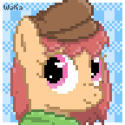 Size: 480x480 | Tagged: safe, artist:elwakaz, oc, oc only, pony, abstract background, bust, digital art, icon, passepartout, pixel art, portrait, smiling, solo