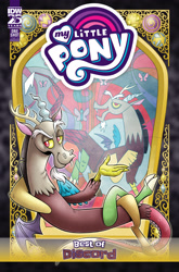 Size: 2063x3131 | Tagged: safe, artist:brenda hickey, idw, official comic, discord, draconequus, series:best of my little pony, g4, official, comic cover, cover, cover art, high res, male, my little pony logo, solo