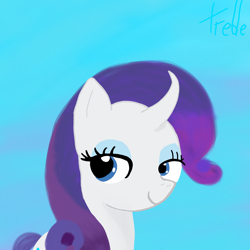 Size: 2048x2048 | Tagged: safe, artist:trrrebleee, artist:trrriple0dds, rarity, pony, unicorn, g4, curved horn, drawing, horn, looking at you, painting, simple background, solo