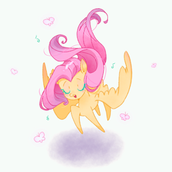 Size: 1200x1200 | Tagged: safe, artist:fudiaodiaodiao, artist:狗苟dogdog, fluttershy, butterfly, pegasus, pony, g4, eyes closed, female, mare, solo, spread wings, wings