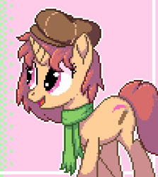 Size: 306x343 | Tagged: safe, artist:elwakaz, oc, oc only, pony, unicorn, digital art, female, horn, mare, open mouth, pixel art, smiling, solo