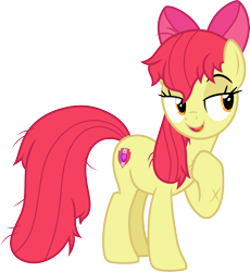 Size: 3000x3267 | Tagged: safe, artist:cloudy glow, apple bloom, earth pony, pony, g4, growing up is hard to do, female, mare, messy mane, messy tail, older, older apple bloom, simple background, solo, tail, the cmc's cutie marks, transparent background, vector