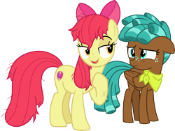 Size: 3998x3000 | Tagged: safe, artist:cloudy glow, apple bloom, spur, earth pony, pegasus, pony, g4, growing up is hard to do, duo, duo female, female, mare, older, older apple bloom, simple background, the cmc's cutie marks, transparent background, vector