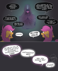 Size: 1280x1556 | Tagged: safe, artist:redheadfly, scootaloo, twilight sparkle, pony, tumblr:ask-adultscootaloo, g4, cloak, clothes, duo, duo female, female, older, self paradox, self ponidox