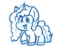 Size: 829x694 | Tagged: safe, artist:zutcha, misty brightdawn, pony, unicorn, g5, cute, female, horn, mare, mistybetes, monochrome, open mouth, open smile, simple background, sketch, smiling, solo, white background