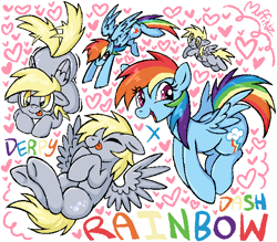 Size: 618x542 | Tagged: safe, artist:muffinz, derpy hooves, rainbow dash, pegasus, pony, friendship is magic, g4, clusterfuck, duo, female, heart, mare