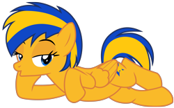 Size: 5933x3713 | Tagged: safe, artist:ejlightning007arts, oc, oc only, oc:flare spark, pegasus, pony, g4, lidded eyes, lying down, on side, pegasus oc, simple background, solo, transparent background, vector