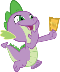 Size: 900x1084 | Tagged: safe, artist:oelderoth, spike, dragon, g4, season 1, the ticket master, baby, baby dragon, cute, gala ticket, happy, male, simple background, solo, spikabetes, transparent background, vector, wingless spike