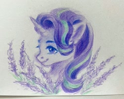 Size: 699x562 | Tagged: safe, artist:chocochka, starlight glimmer, pony, unicorn, g4, bust, female, horn, lavender, mare, portrait, solo, traditional art