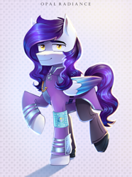 Size: 2229x3000 | Tagged: safe, artist:opal_radiance, oc, oc only, oc:phantom gale, pegasus, pony, equestria at war mod, patterned background, solo