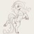 Size: 4000x4000 | Tagged: safe, artist:miokomata, fluttershy, pegasus, pony, g4, bipedal, butt, cute, floppy ears, flutterbutt, freckles, freckleshy, frog (hoof), grayscale, looking at you, looking back, looking back at you, monochrome, plot, shyabetes, simple background, sketch, smiling, solo, standing, standing on one leg, underhoof, white background