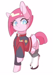 Size: 2894x4093 | Tagged: safe, artist:sc_kis_rko, pinkie pie, earth pony, pony, g4, clothes, gundam, gundam seed, military uniform, simple background, solo, uniform, white background, zaft uniform