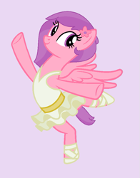 Size: 639x817 | Tagged: safe, artist:brightstar40k, oc, oc only, oc:dianthus, pegasus, pony, ballerina, clothes, purple background, simple background, solo, tutu