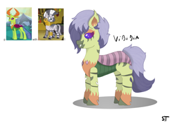 Size: 2100x1500 | Tagged: safe, artist:schumette14, thorax, zecora, oc, oc:vibidia, changedling, changeling, hybrid, zebra, g4, crack shipping, digital art, interspecies offspring, king thorax, next generation, offspring, parent:thorax, parent:zecora, parents:thocora, parents:zecorax, shipping, simple background, white background