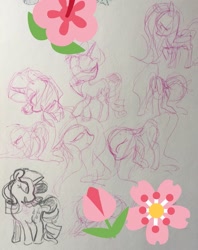 Size: 1013x1280 | Tagged: safe, artist:heartlurch, fluttershy, rarity, pegasus, pony, unicorn, g4, duo, duo female, female, flower, horn, traditional art