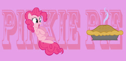 Size: 900x438 | Tagged: safe, artist:ryanthebrony, pinkie pie, earth pony, pony, g4, female, food, mare, open mouth, open smile, pie, smiling, solo